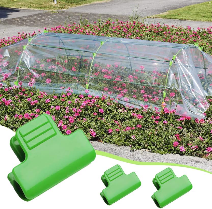 Greenhouse Film Clips for Securing Fleece, Netting and Covers to Garden Hoops, Reusable Plant Tunnel Clamps, 11 mm, Green — image 5