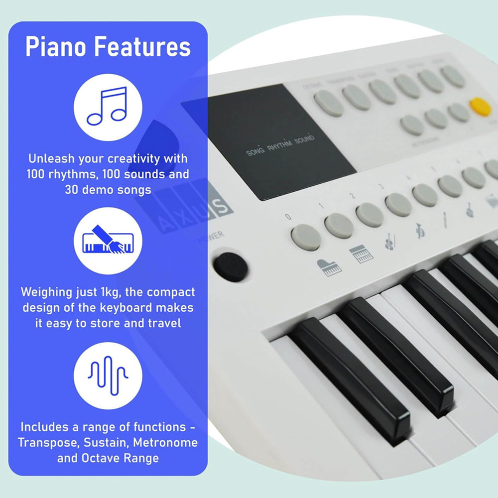 Axus Mini Keyboard 37 Key Keyboard - White — image 3