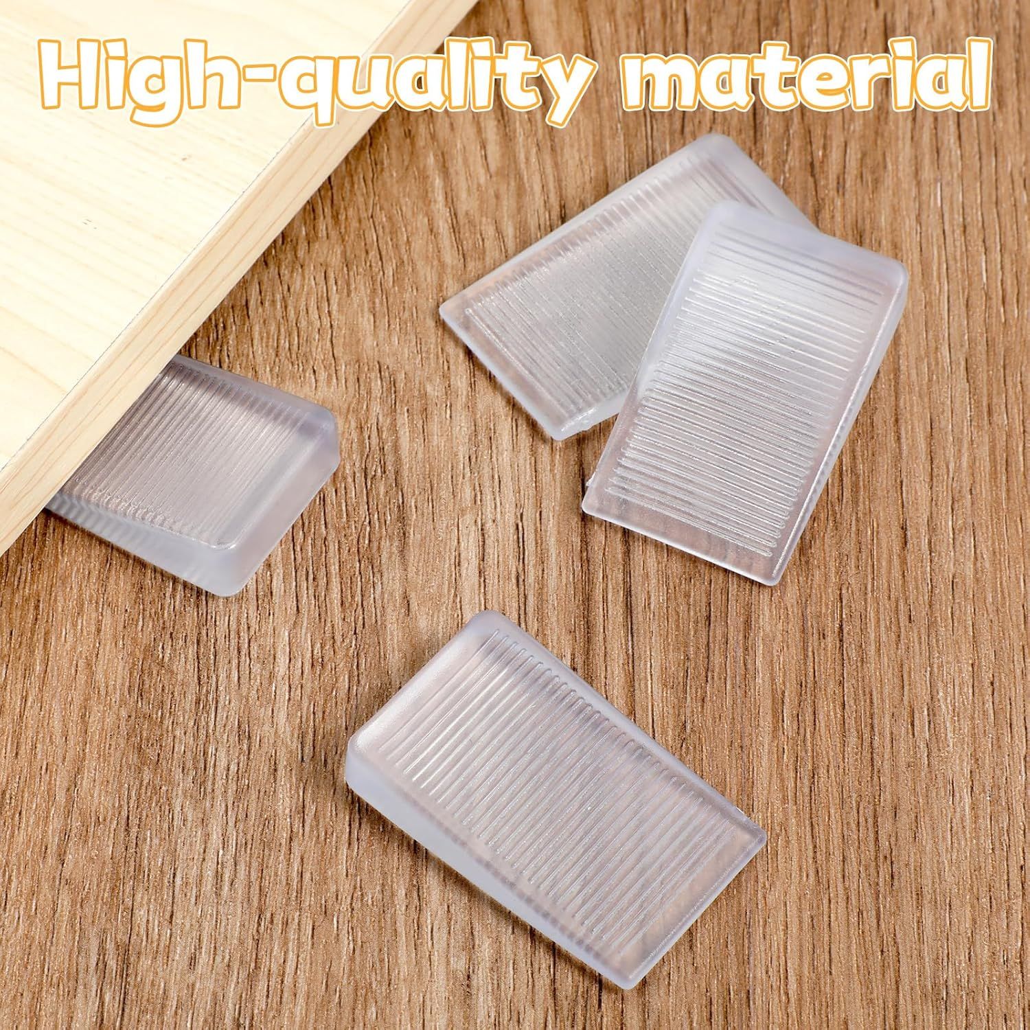 4 Pack Rubber Door Stop, Wedge Thin Door Stoppers for Bottom of Doors Clear Non-Scratching Doorstops Sturdy Stackable Doors Stops for Home Office School — image 4