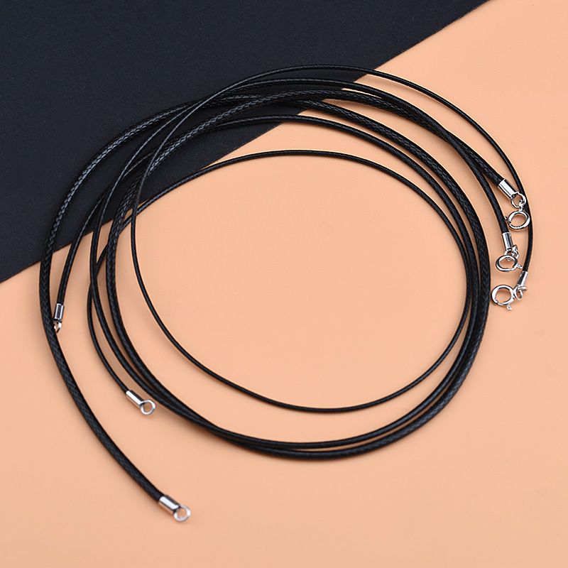 925 Silver Wax Rope Necklace 45cm 2mm/length 50cm