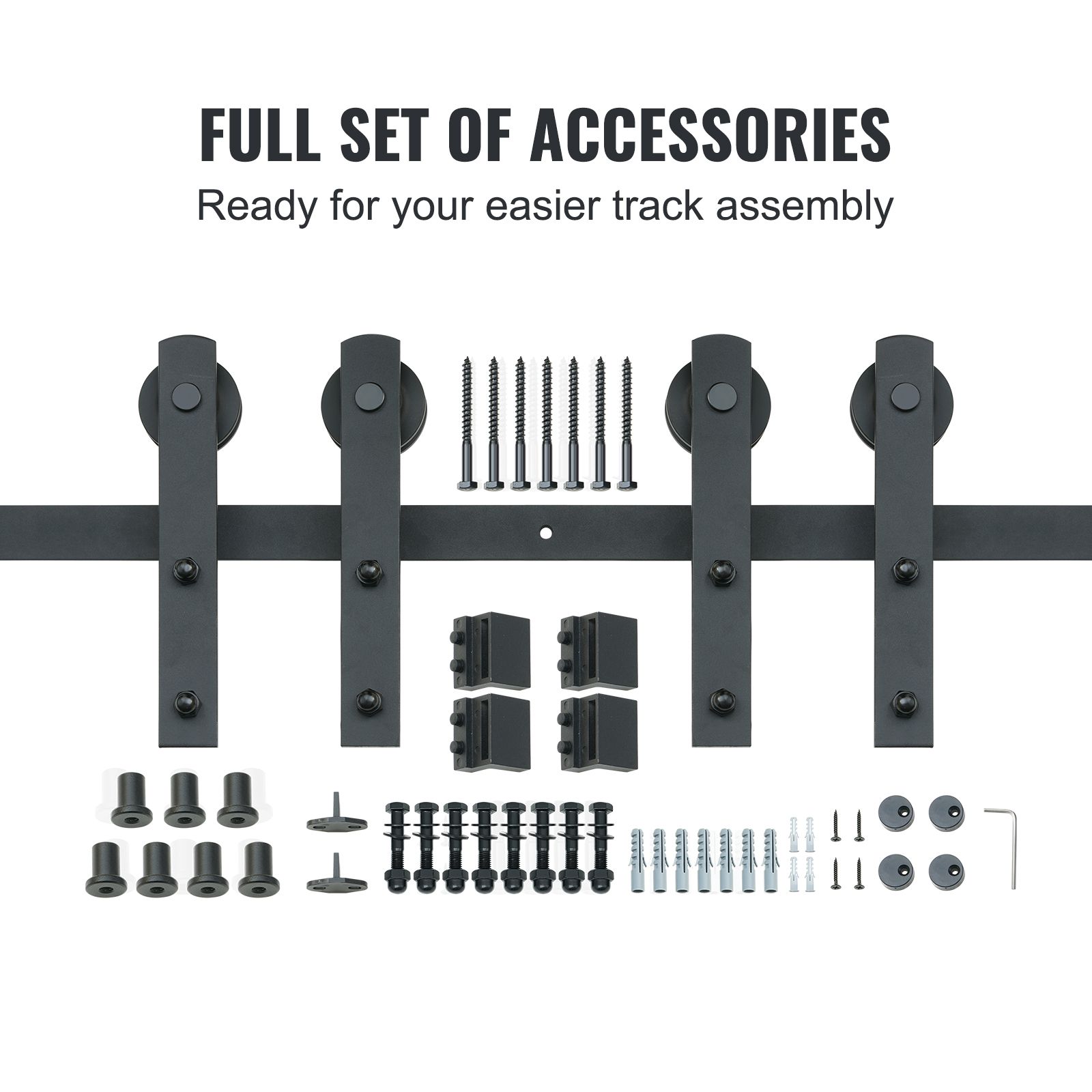 8FT Sliding Barn Door Hardware Closet Track Kit for Double Doors I Hanger — image 4