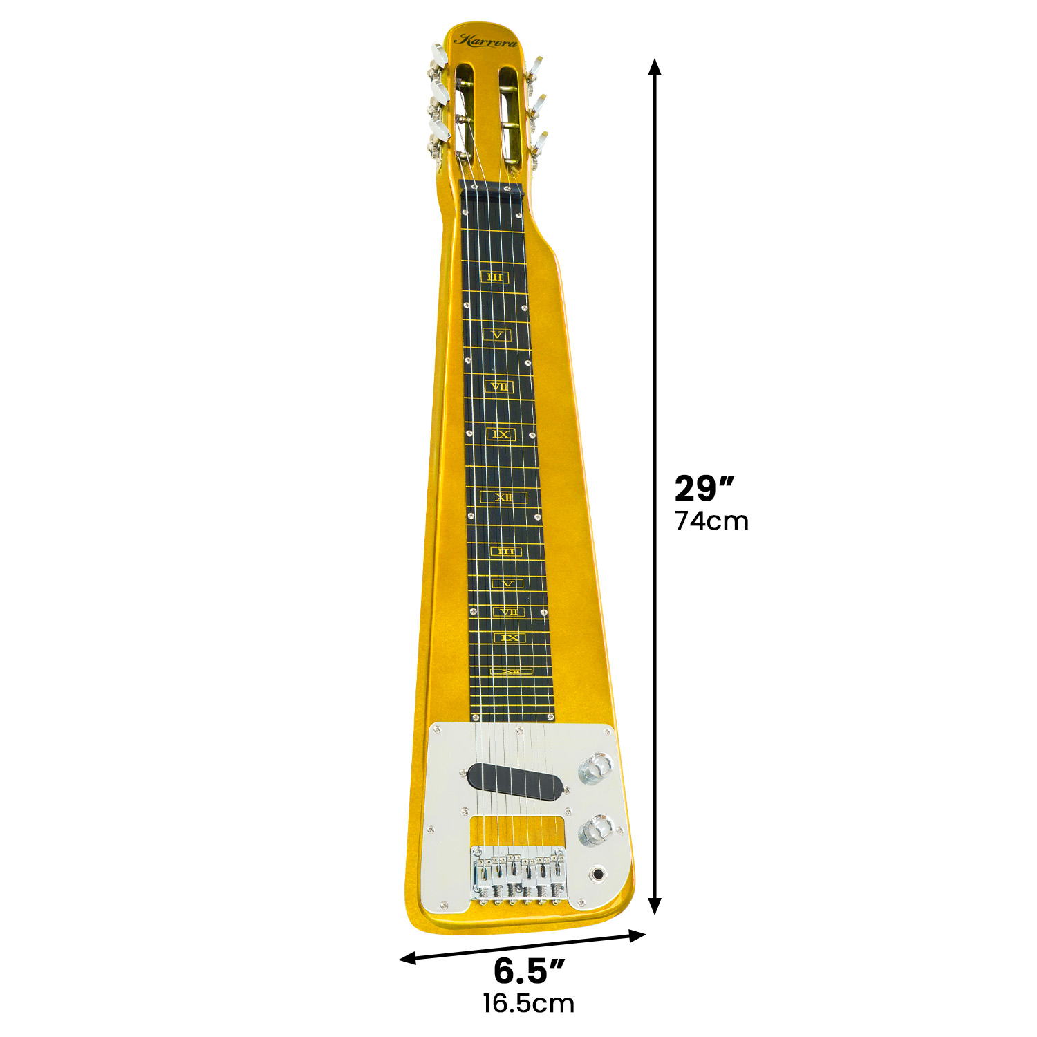 Karrera 29in 6-String Lap Steel Hawaiian Guitar - Metallic Gold — image 3