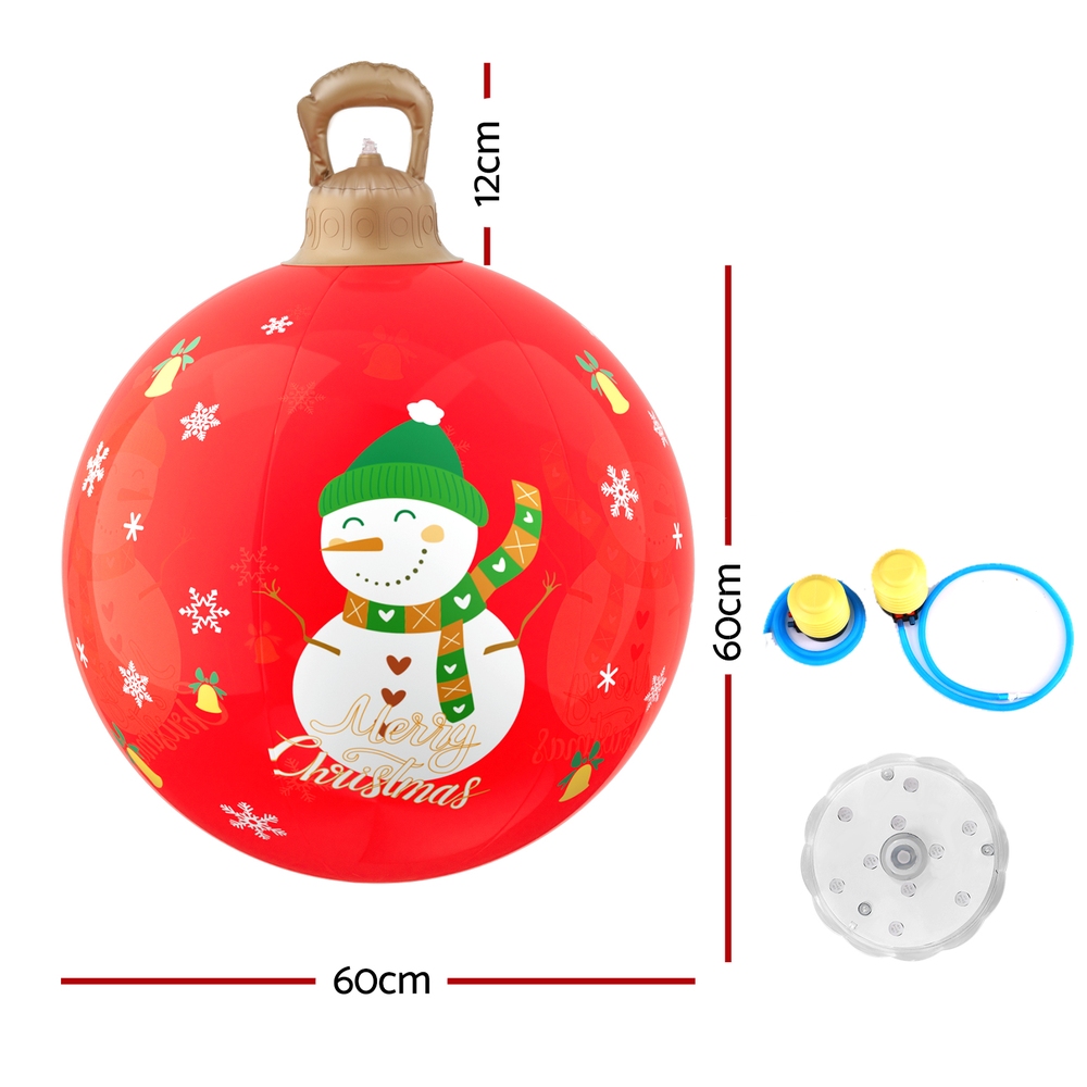 Jingle Jollys Christmas Inflatable Ball 60cm Illuminated Led Snowman Xmas Decor — image 2