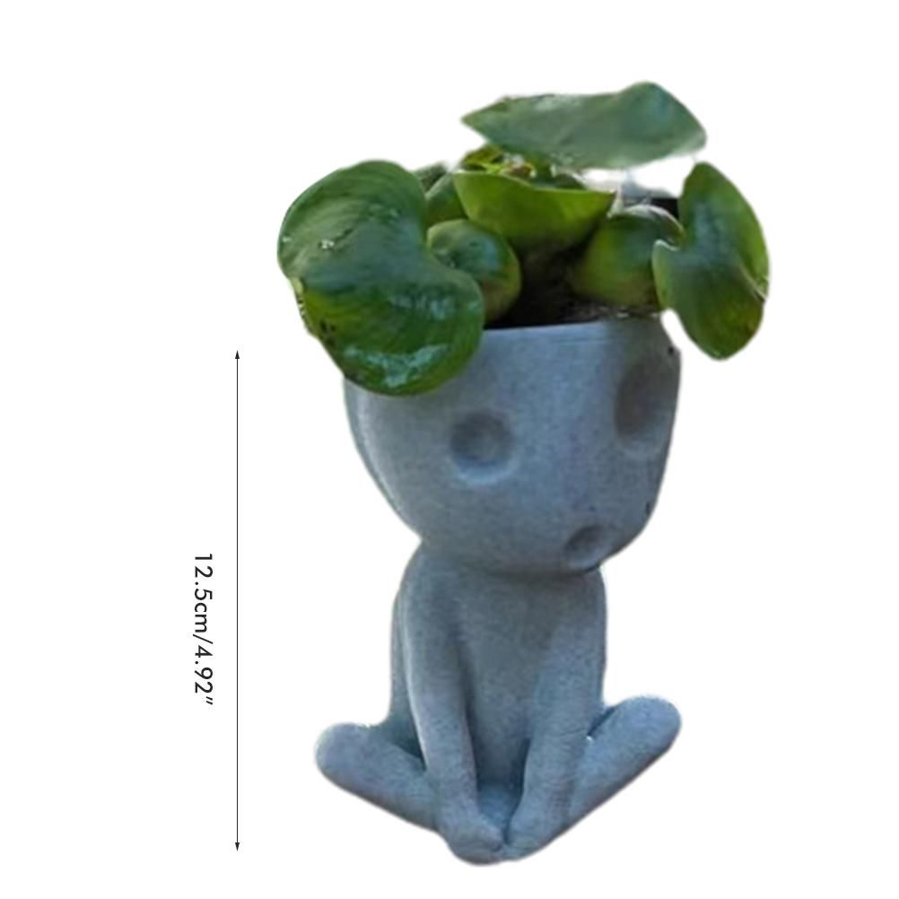 Luminous Face Planter Pot Head Flower Pot Cute Resin Succulent Planter Flowerpot with Drain Hole for House Office Decor — image 2