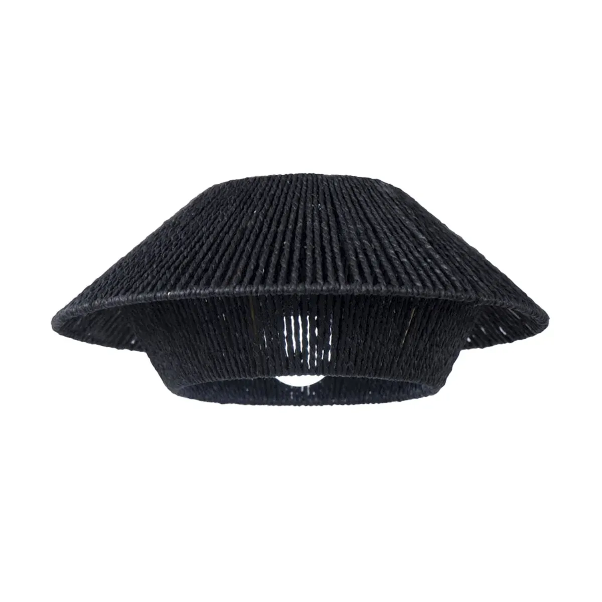 Hand Woven Paper Rope Pendant Lampshade Boho Rattan Style - Black