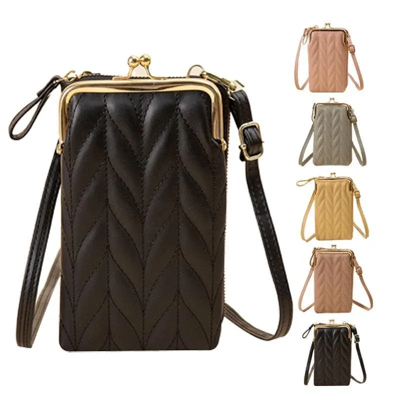 Women Mobile Phone Bag Pu Leather Purse Wallet Shoulder Pouch Small Crossbody Au - Green — image 3