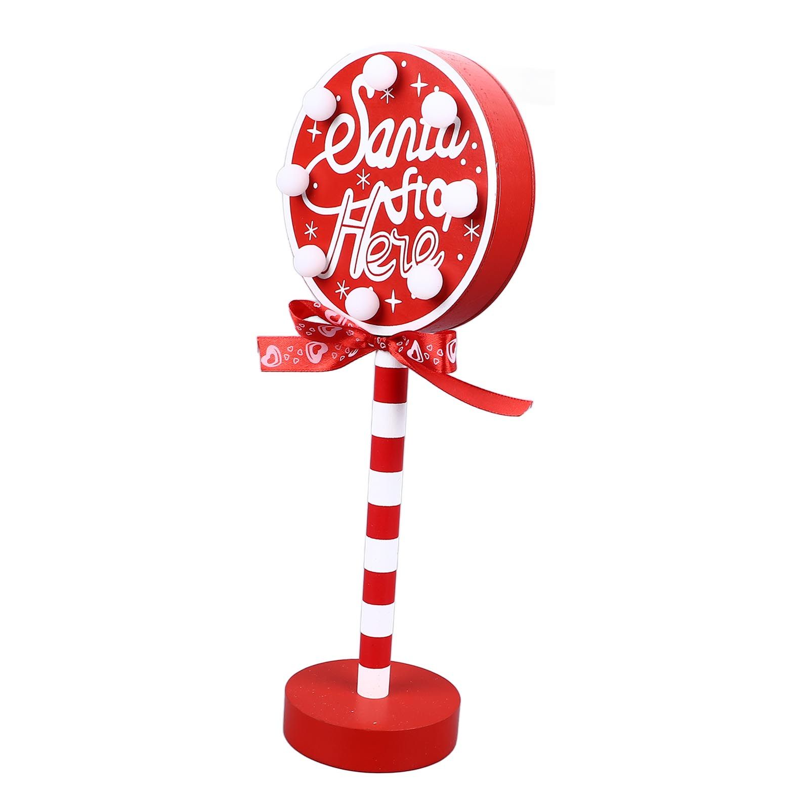 Christmas Stop Here Decor Metal Solid Wood LED Delicate Santa Stop Here Tree Topper for Christmas Party Round 12 × 8 × 30.5cm — image 2