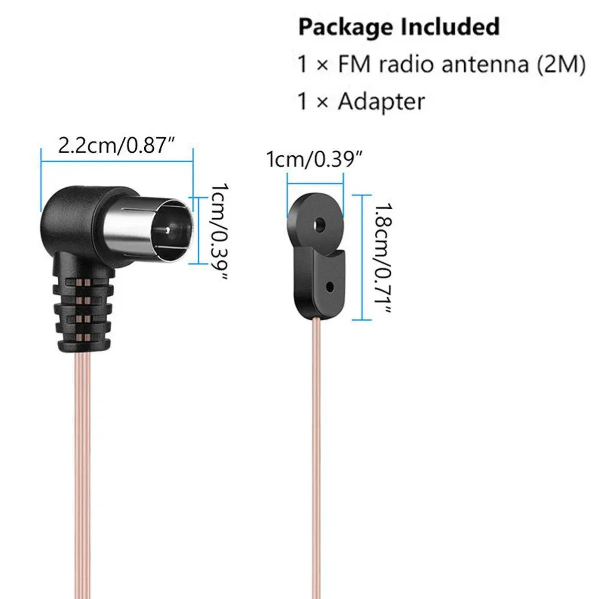 2m F-Type FM Antenna 75 Ohm Male Plug For Home Radio Stereo Signal Receiver Use — image 3