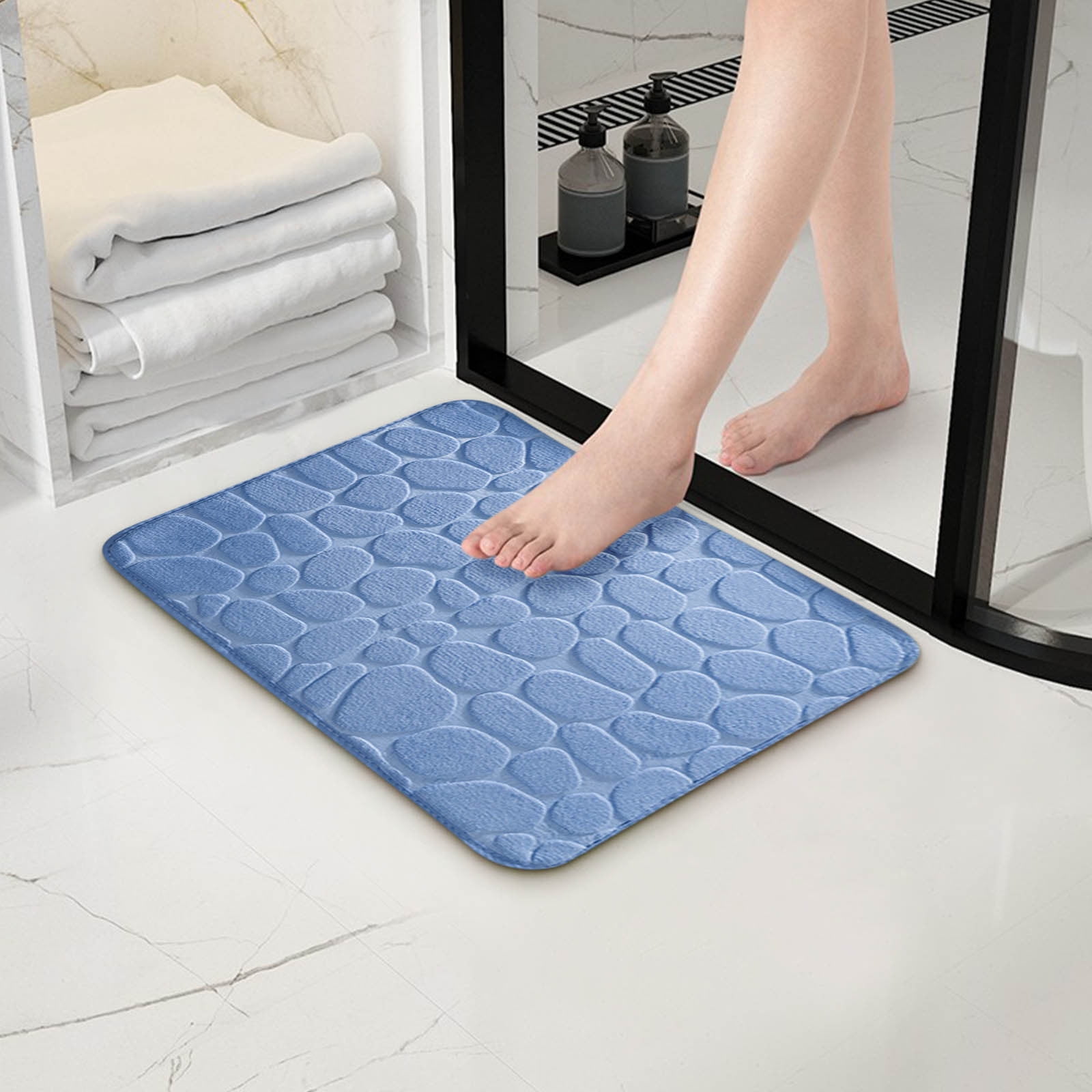 Bathroom Rugs - Ultra Absorbent Non-Slip Floor Bath Mat, Super Soft Shower Mat for Bath Tub, Machine Washable 16 × 24" (Brown) #B-Blue — image 6