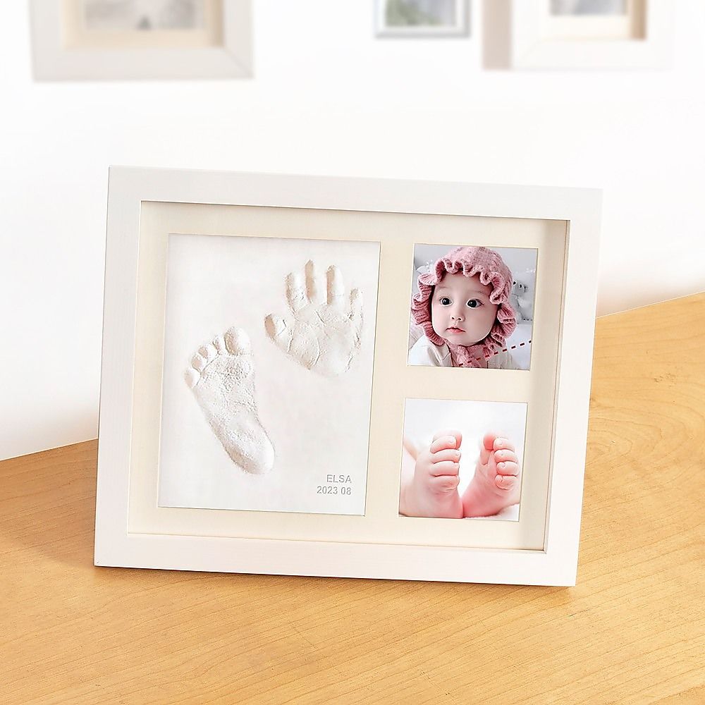 Baby Hand & Foot Print Clay Cast Kit Photo Picture Frame Christening Gift — image 5