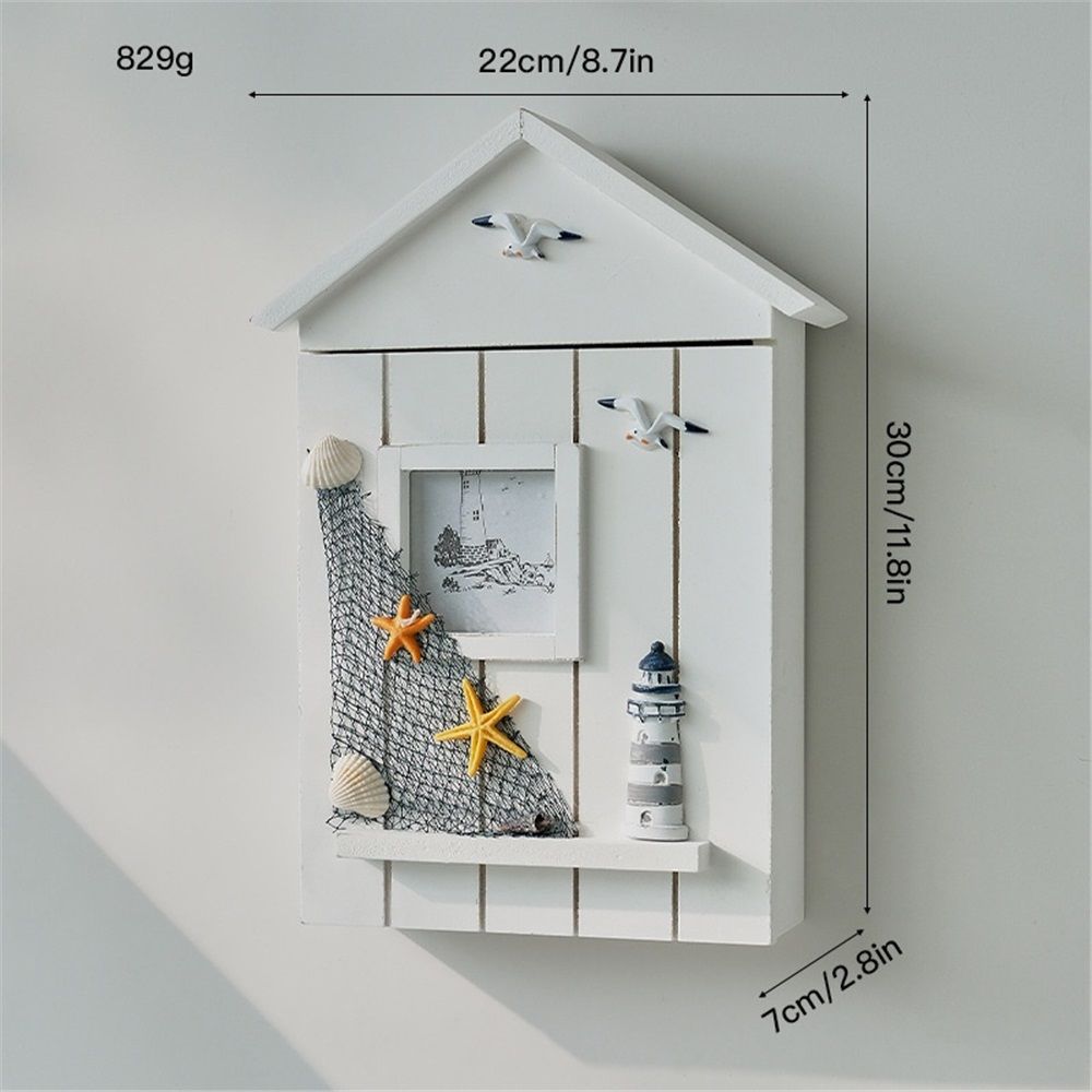 Nautical Style Key Cabinet, Mediterranean Wall Mounted Key Cabinet Wooden Keys Organizer for Office Home Bookstore Dining Room โ image 2