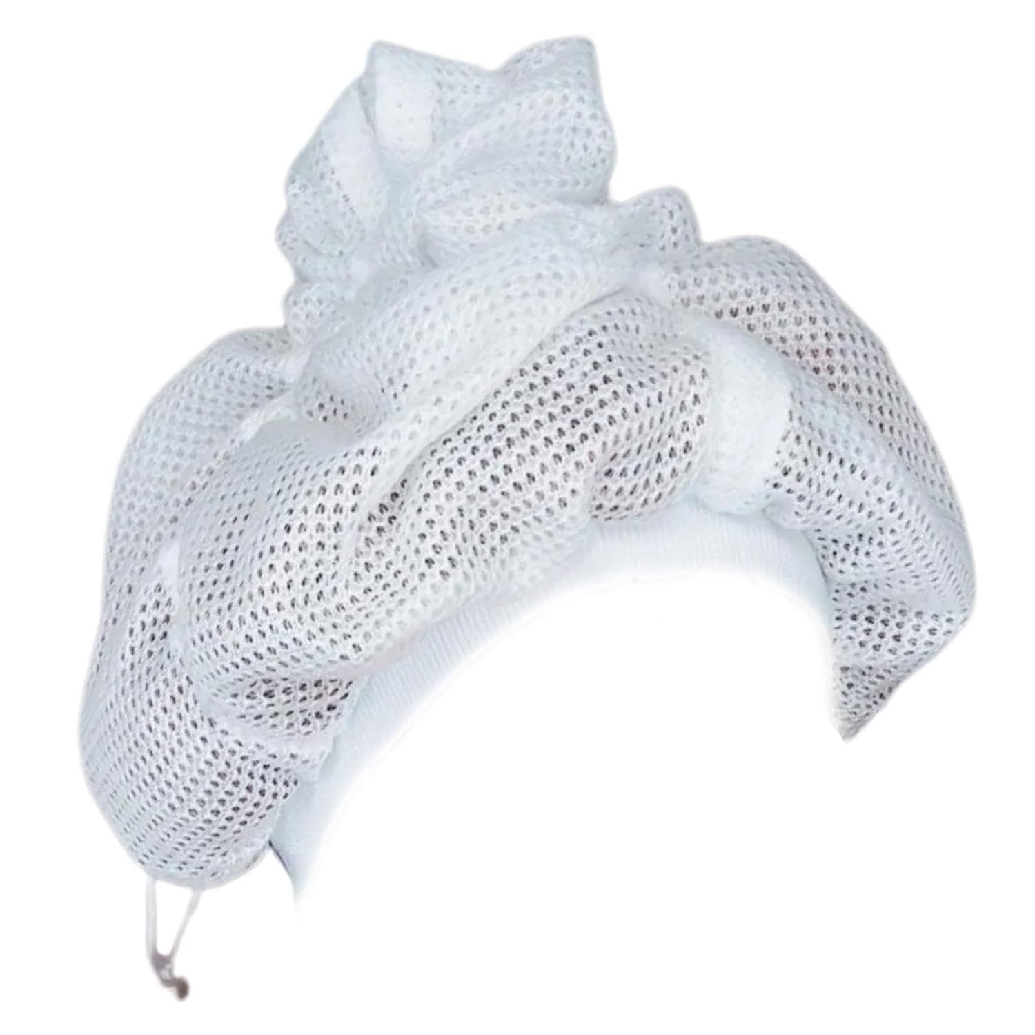 Net Plopping Cap For Drying Curly Hair, Net Plopping Bonnet With Drawstring, Net Plopping Satin Diffuser Cap — image 2
