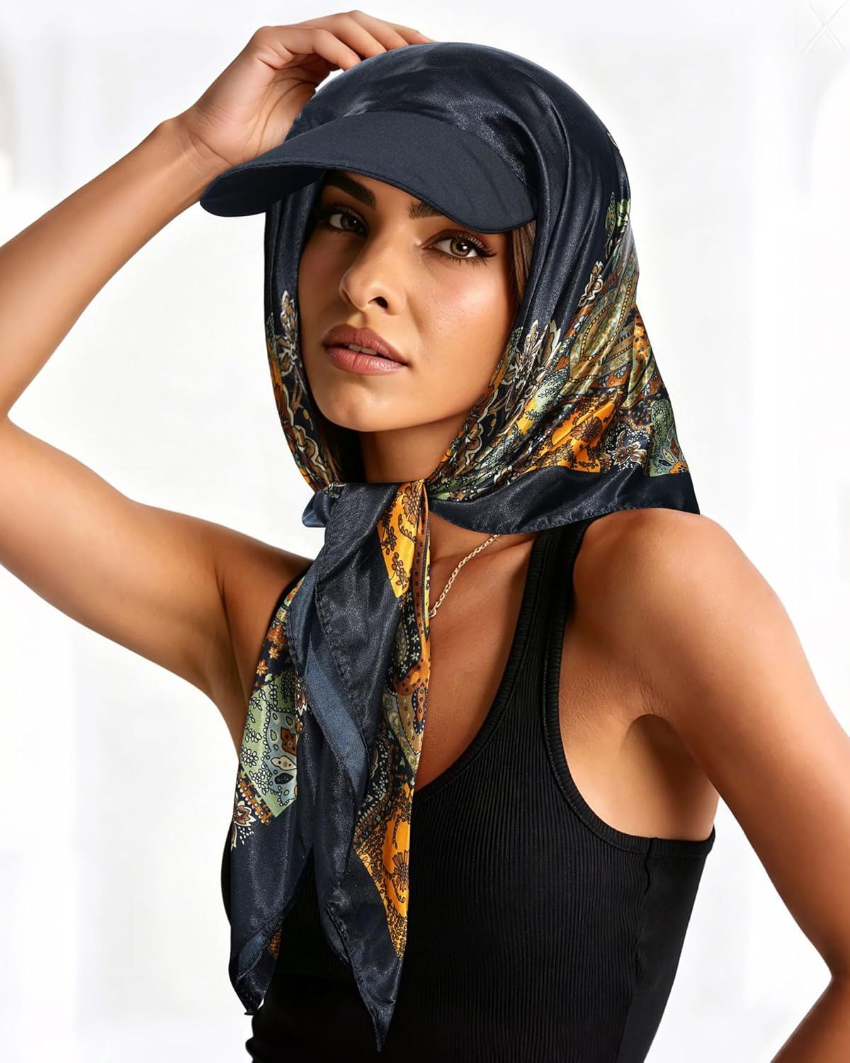 Women's Satin Head Scar with Sun Visor Brim Hat Scar with Visor Cap or Women One Piece Design — image 6