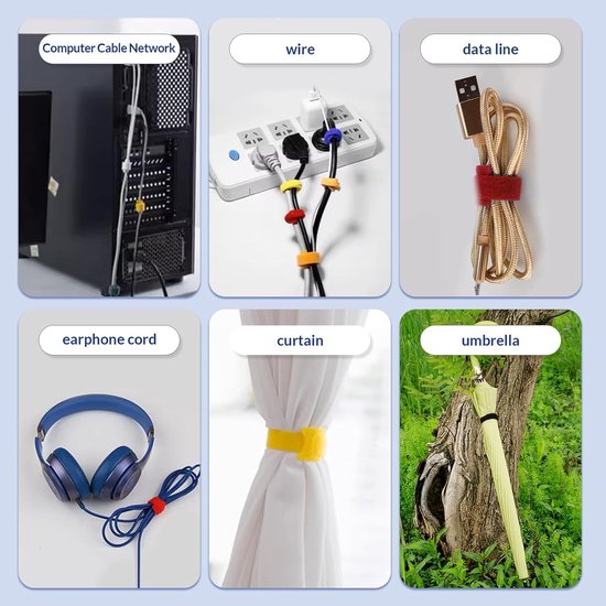 Cable Clips - 120 Pieces - Reusable Cable Ties - Cable Ties for Data Cable Management - Ideal for Cable Management in the Home, Office, Garden and More โ image 4