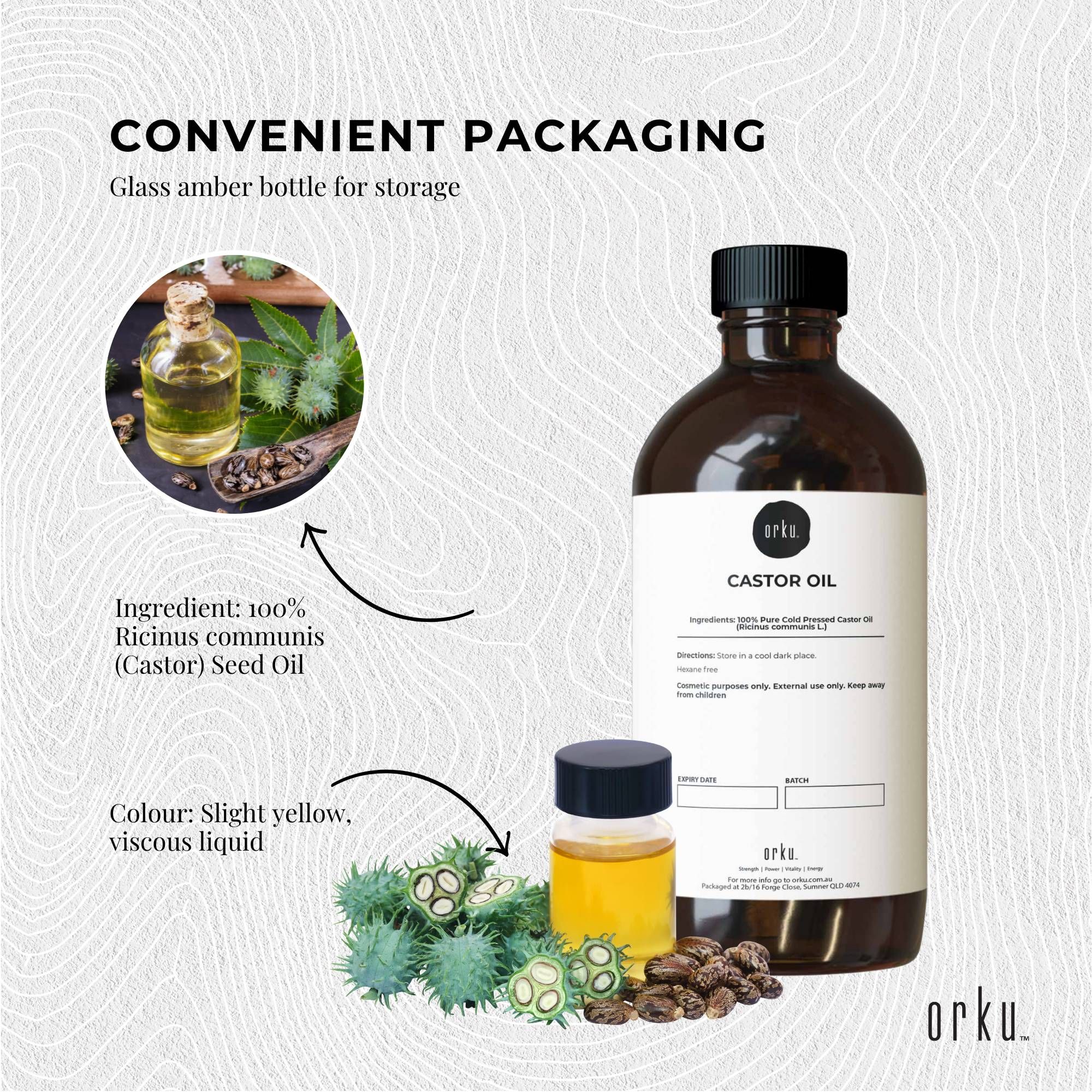 Orku 1.5L Castor Oil Cold Pressed Virgin Hexane Free — image 3
