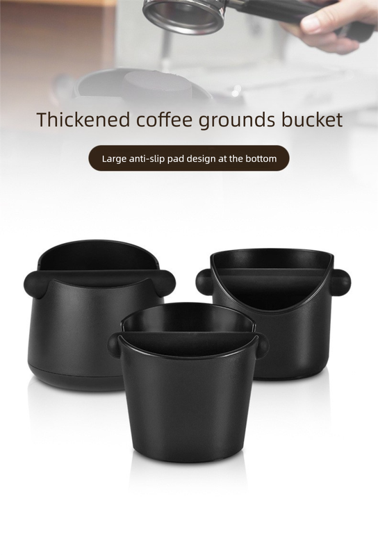 Wide Base Espresso Knock Box Coffee Grounds Waste Bin with Anti-Slip Pad and Rubber Bar for Home Baristas — image 2