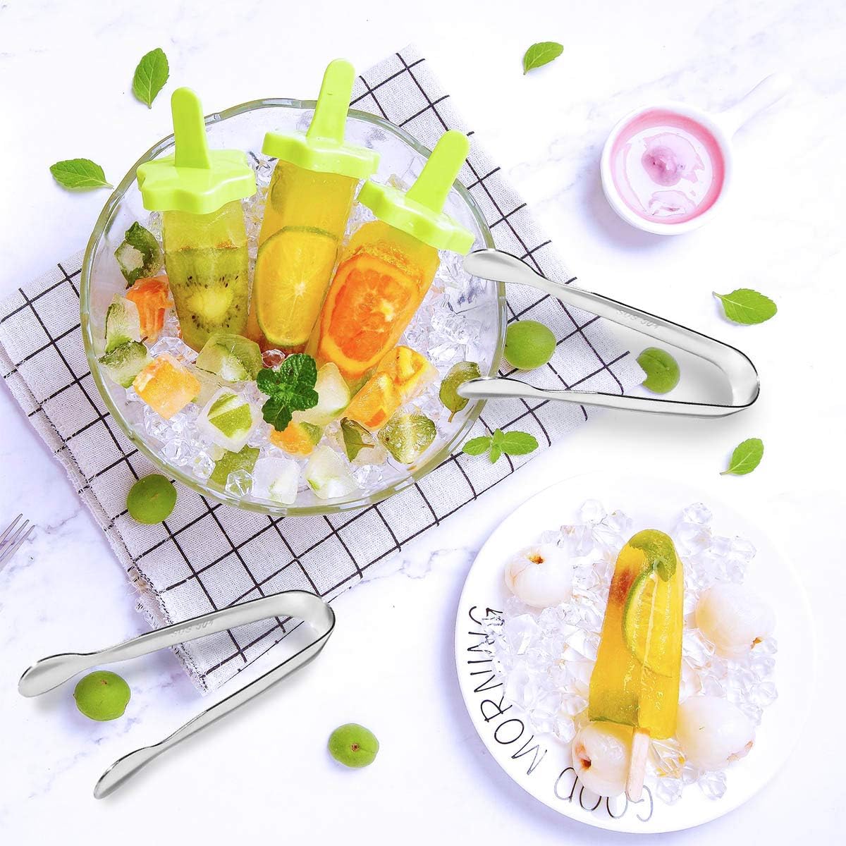 4 Pcs Ice Tongs Sugar Cubes Tongs, Mini Serving Tongs, 304 Stainless Steel, Silver, 4.33 x 0.63 inches — image 3