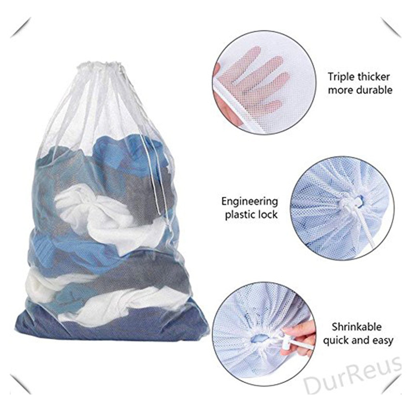 2 Pieces Honeycomb Delicates Laundry Bags, Zippered Mesh Wash Bags for Cotton Clothes, Sheets and Shoes, Black, 60 × 89.9 cm — image 5