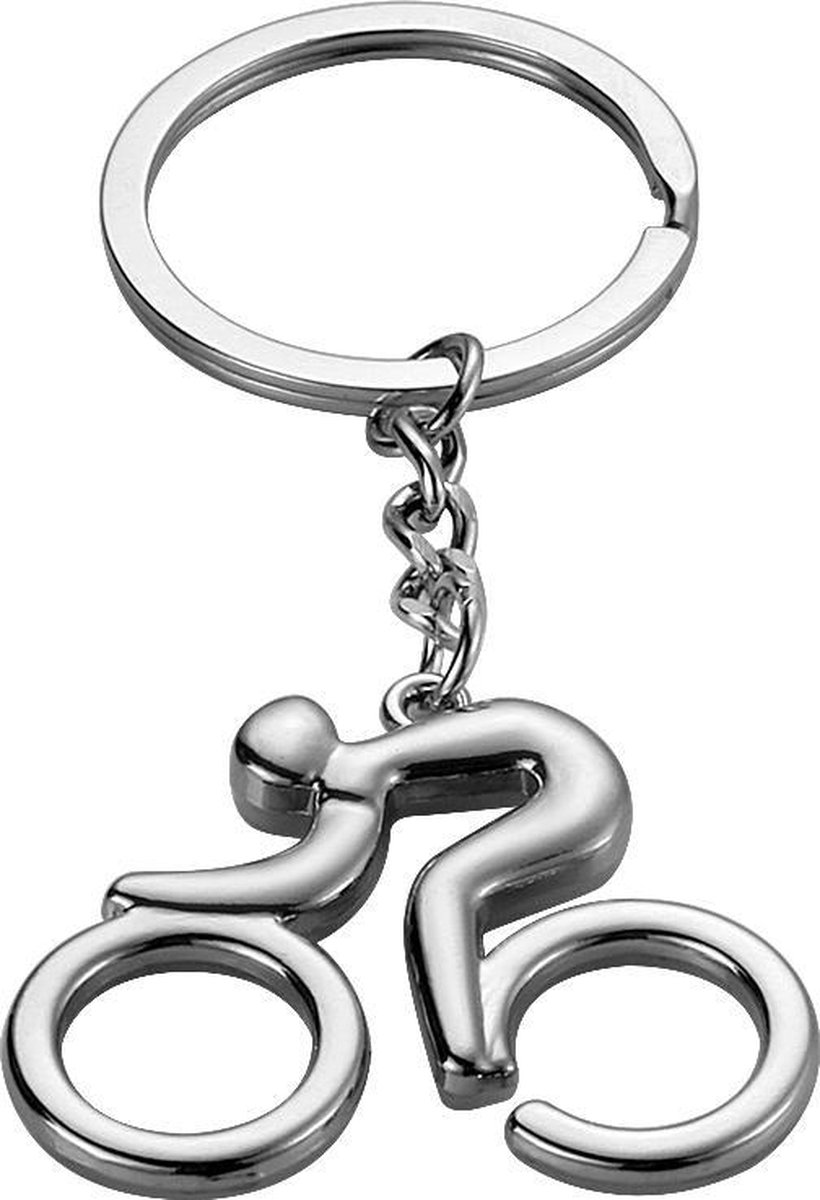 Metal cyclist keychain, length approx. 8.5 cm, width approx. 4 cm