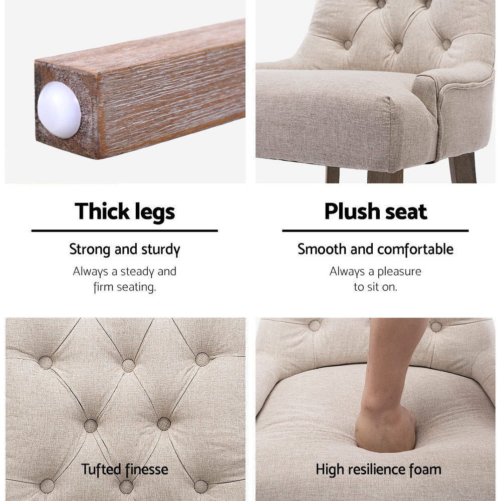 Artiss Dining Chairs Set of 2 Linen French Provincial Beige โ image 4