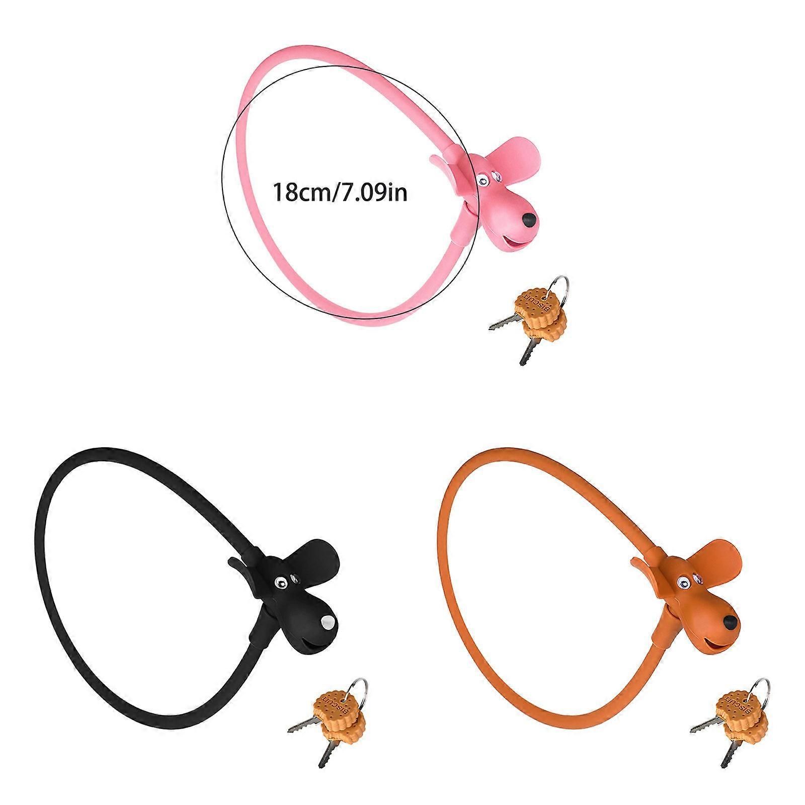 Portable Bike Cable Lock with Silicone Cover, Lightweight Anti-Theft Bicycle Security Lock, Cookie Dog Design - Brown โ image 3