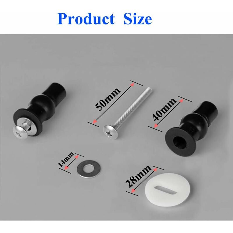 Toilet Seat Fittings, 4 Pack Toilet Seat Hinges Screws Toilet Seat Fixings Expanding Rubber Top Nuts Screws — image 2