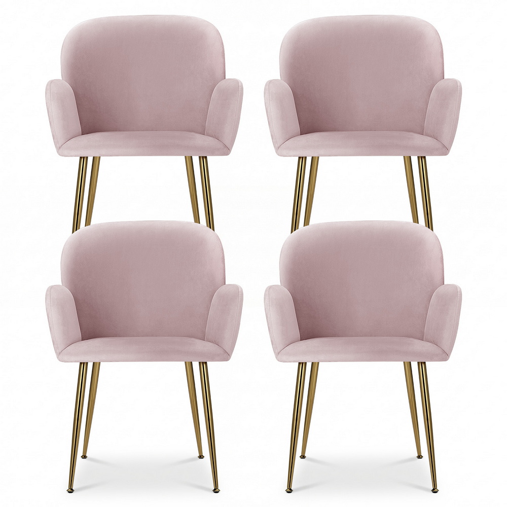 Artiss Dining Chairs Set of 4 Velvet Armchair Pink — image 3