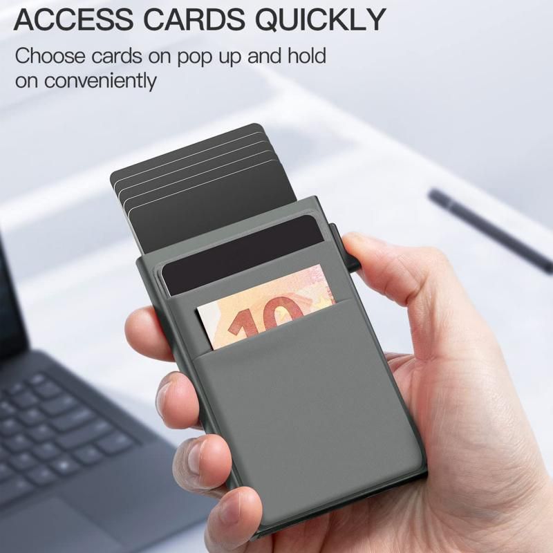 Pink RFID Blocking Aluminum Wallet - Slim Pop Up Card Holder - 10+ Card Capacity, Cash Pocket, Lightweight Front Pocket Design โ image 4
