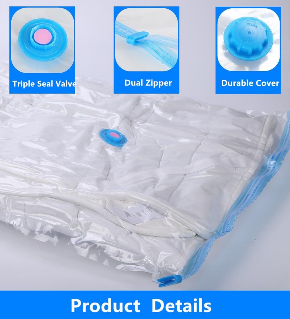 2 pcs Vacuum Storage Bags Space Saver Bags Vacuum Seal Bags Compression Bags Large with Double-Zip Seal โ image 5