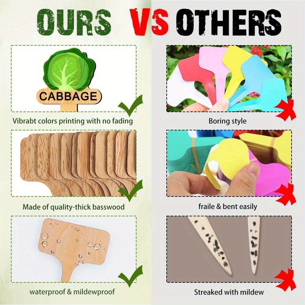 15Pcs Wooden Plant Labels Set - 15 Unique Styles For Garden Organization - Durable Wood Tags For Potted Plants, Vegetable Gardens, Flower Beds - Easy To Write — image 5