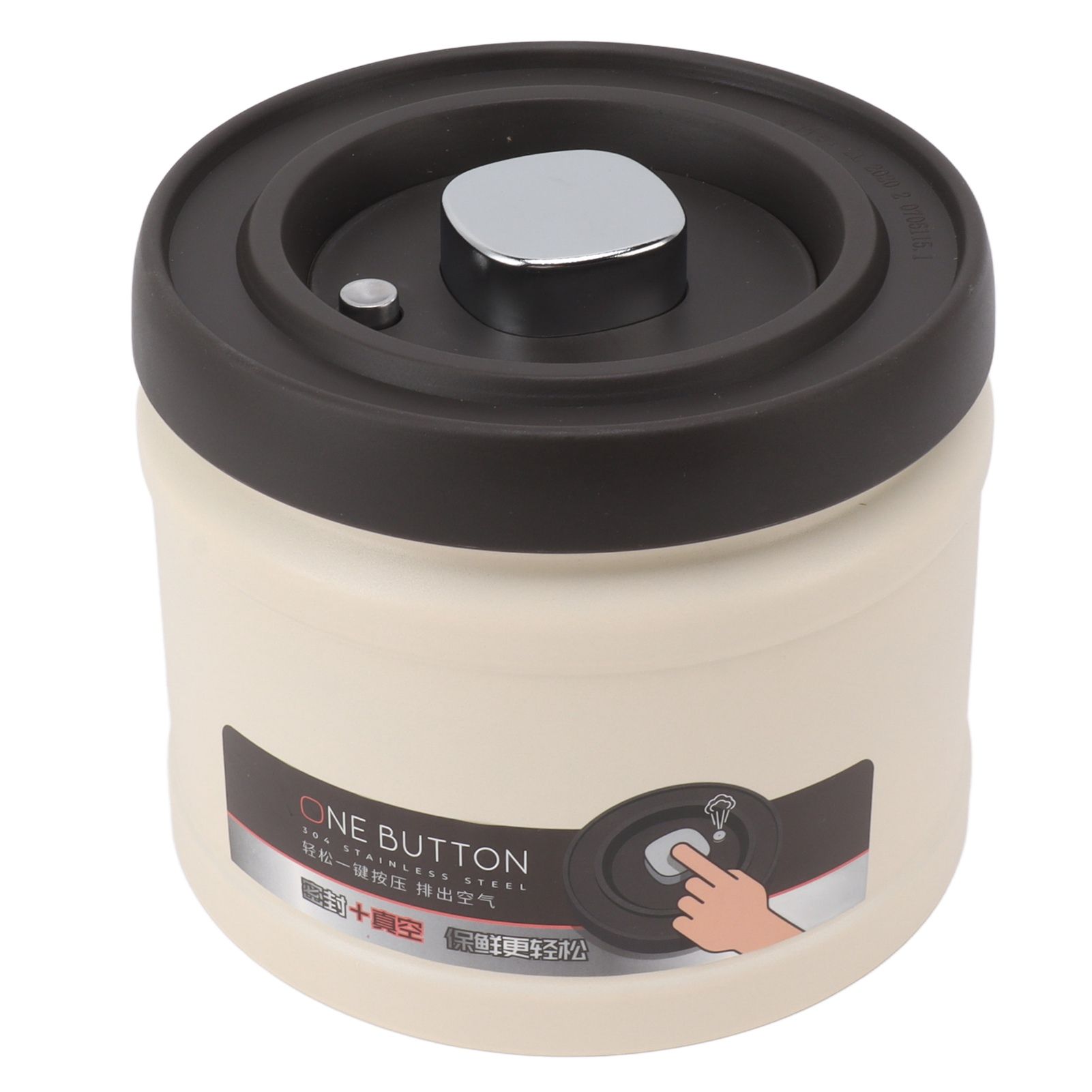 Vacuum Sealed Coffee Container 304 Stainless Steel Press Type Airtight Food Storage Container for Coffee Beans Tea Nuts 750ML Beige โ image 2