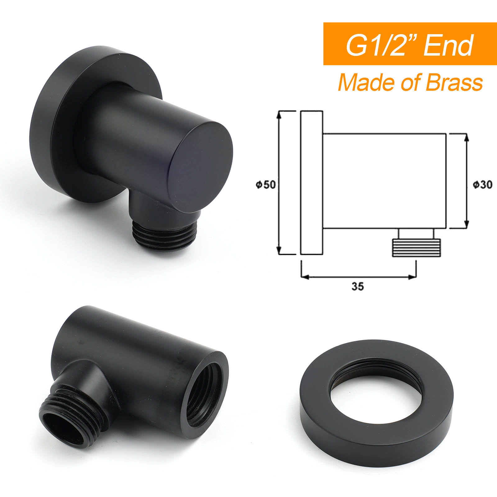 WELS Matte Black 12" Twin Round Shower Head Set Handheld Diverter Rail Wall Arm Mixer โ image 6