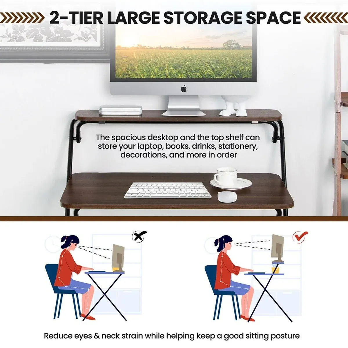 Portable Folding Desk Table X-Shaped Stable for Home Office Study — image 6