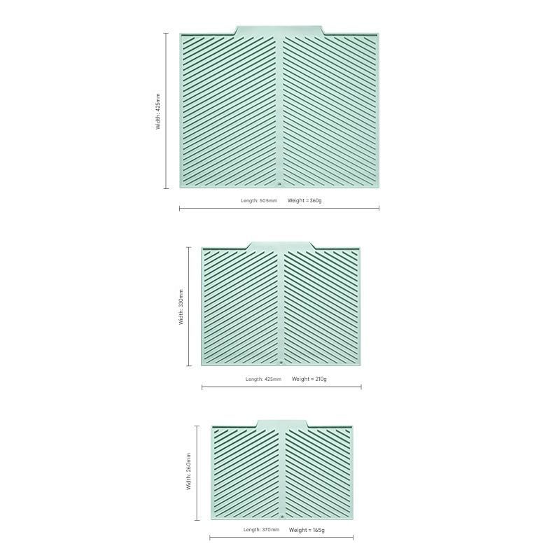 3-Piece Beige Silicone Draining Mat Set Kitchen Counter Protector Heat-Resistant Non-Slip Mats Large Medium Small — image 6