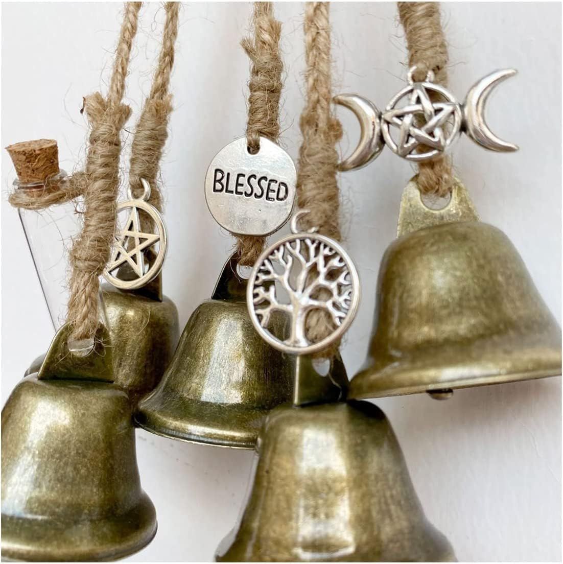 2 PCS Witch Bells for Protection Witchcraft Wicca Supplies Christmas Wind Chimes for Outside Feng Shui Hanging Bells Ornaments — image 3