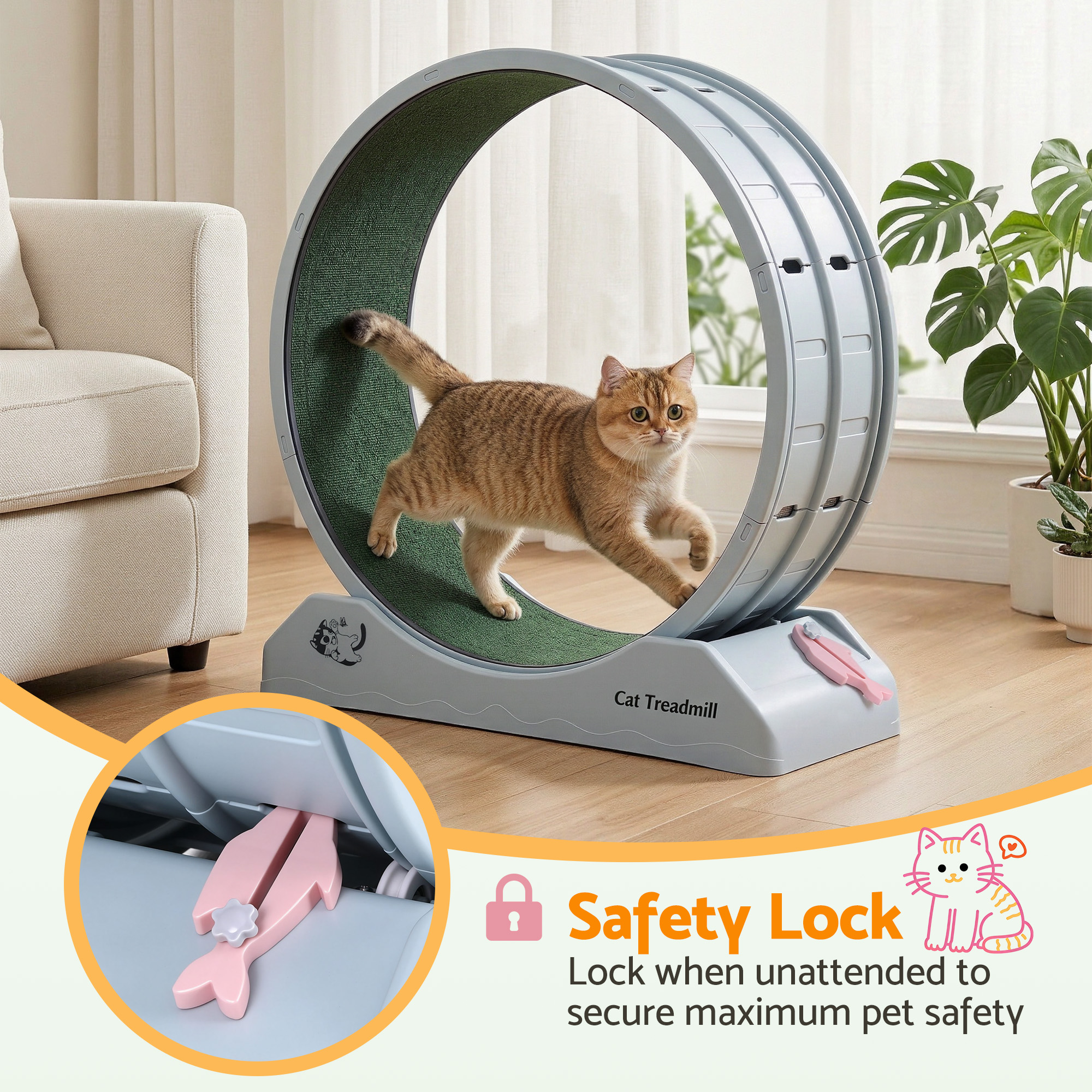 i.Pet Cat Exercise Wheel Treadmill Indoor 78cm Blue & Green โ image 5