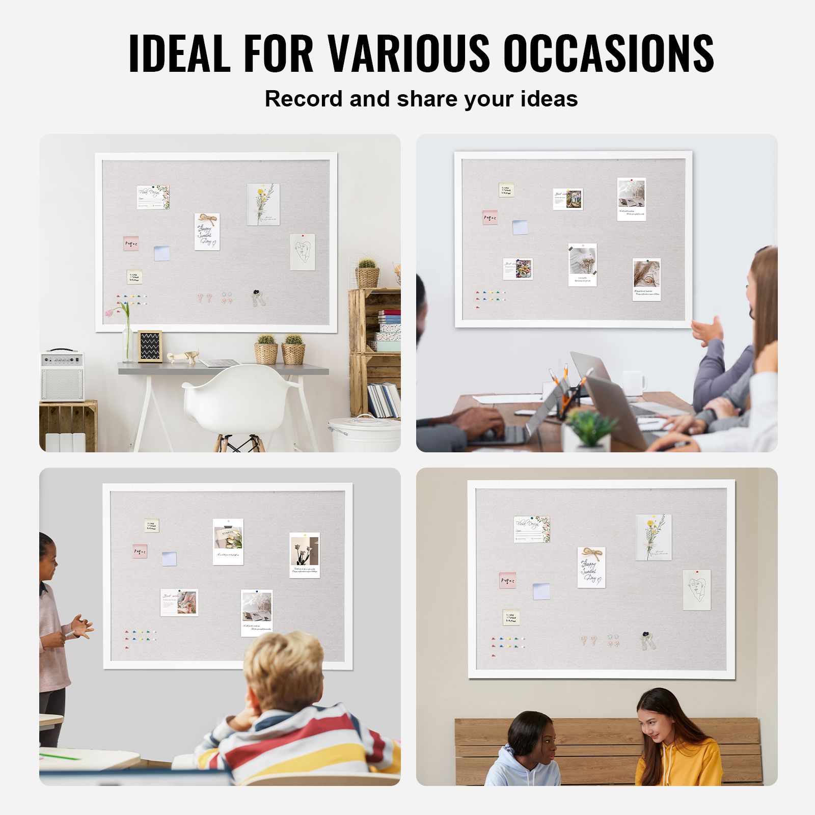 48"x36" White Cork Board with Linen Surface – Stylish Wall-Mounted Bulletin Board for Home, School, Office – Elegant & Functional Noticeboard — image 6