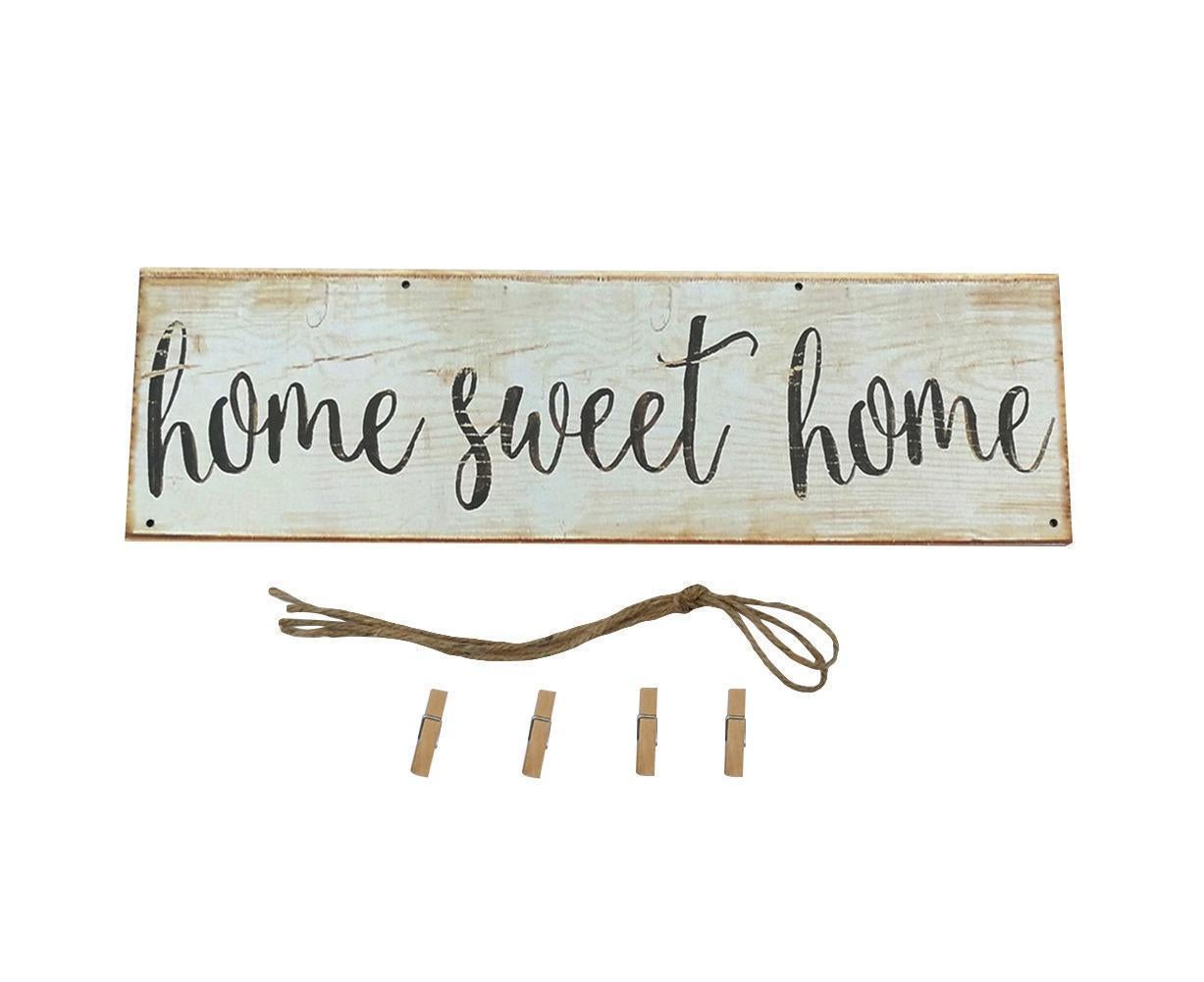 Vintage Sweet Home Letter Printed Wooden Wall Hanging Decor Photo Clip Ornament โ image 2