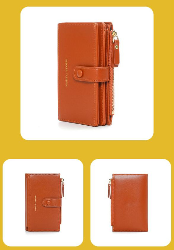 Light Brown Compact Bifold Wallet for Women - High Capacity PU Leather Purse with Zipper Coin Pocket — image 5