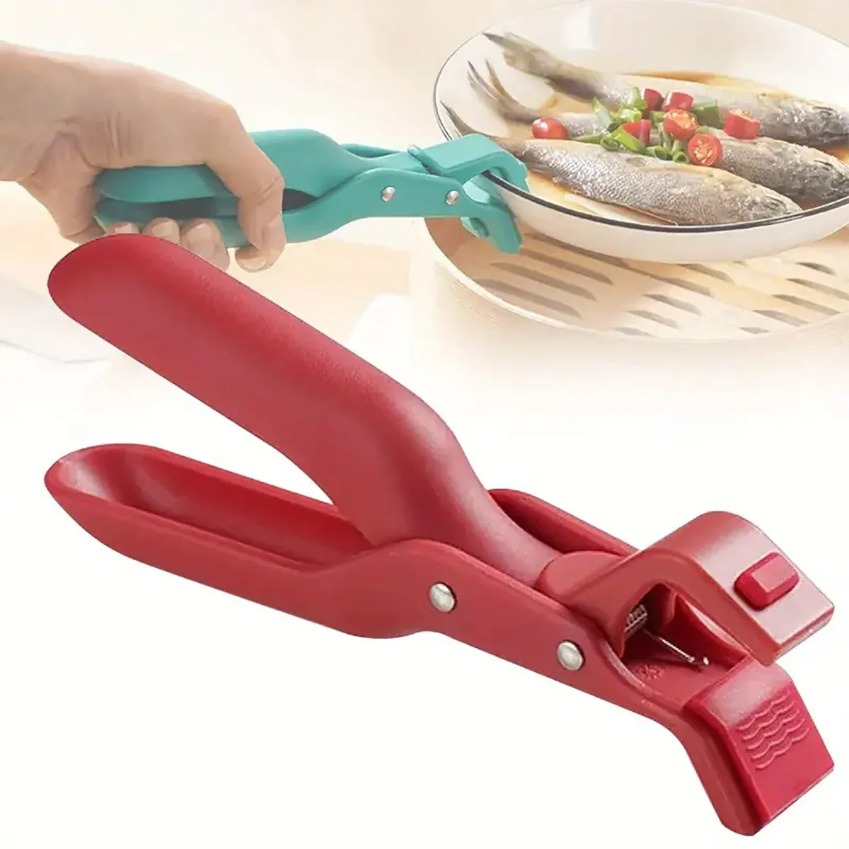 2PCS Anti Slip Silicone Heat Resistant Plate Bowl Clip Holder Kitchen Tool - Green — image 5