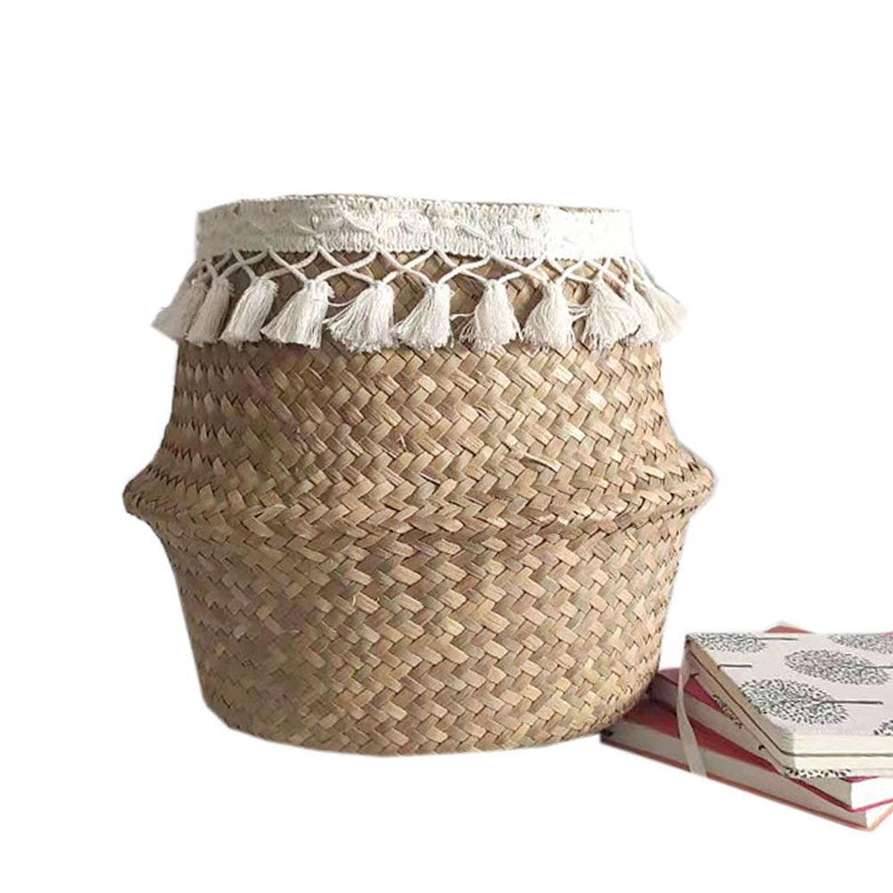 Natural Woven Straw Basket Foldable Woven Storage Basket Plant Straw Basket โ image 4