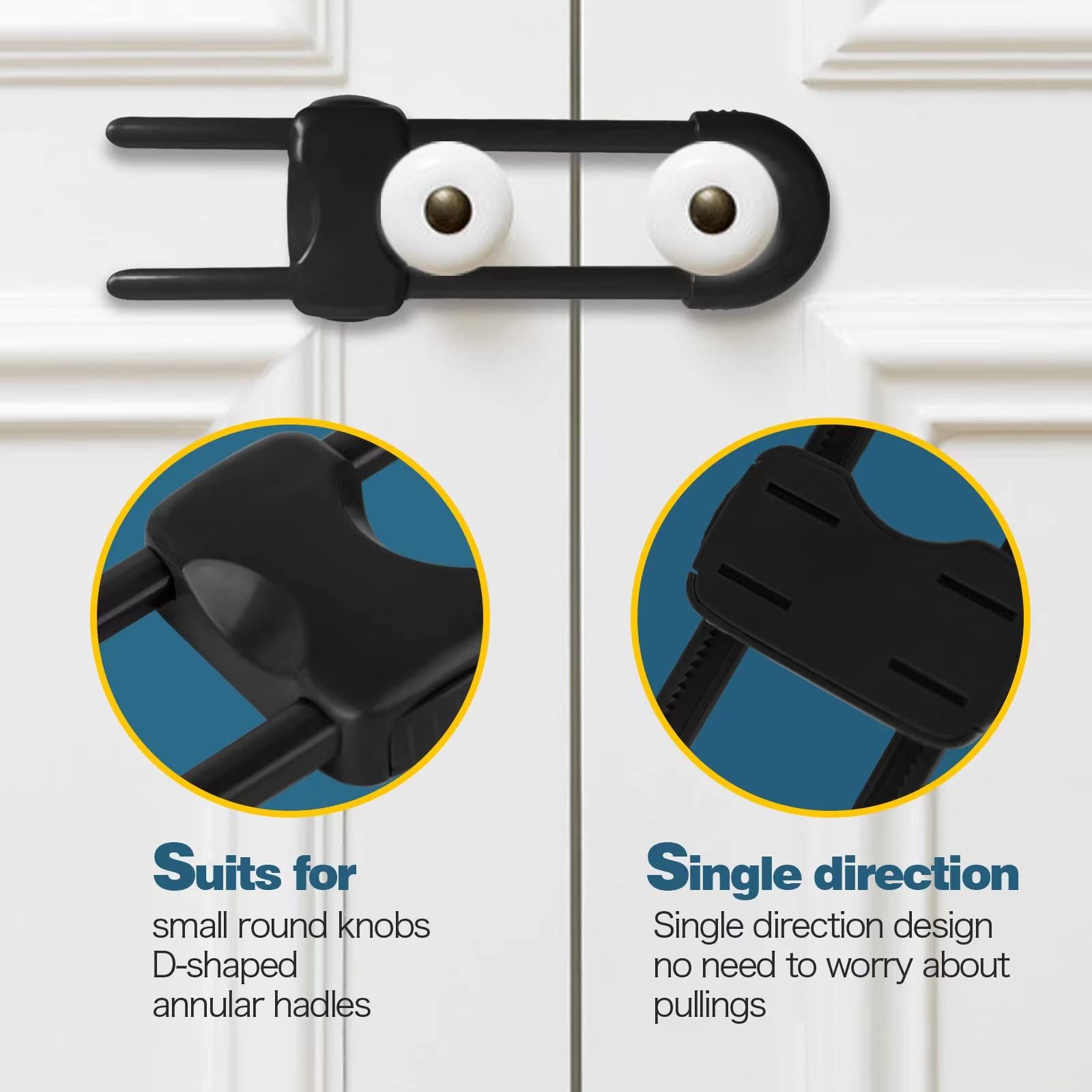 6PCS Cabinet Locks for Babies, Adjustable U-Shaped Child Safety Locks, for Drawers for Cabinets, Closet with Secure Lock Buttons — image 4
