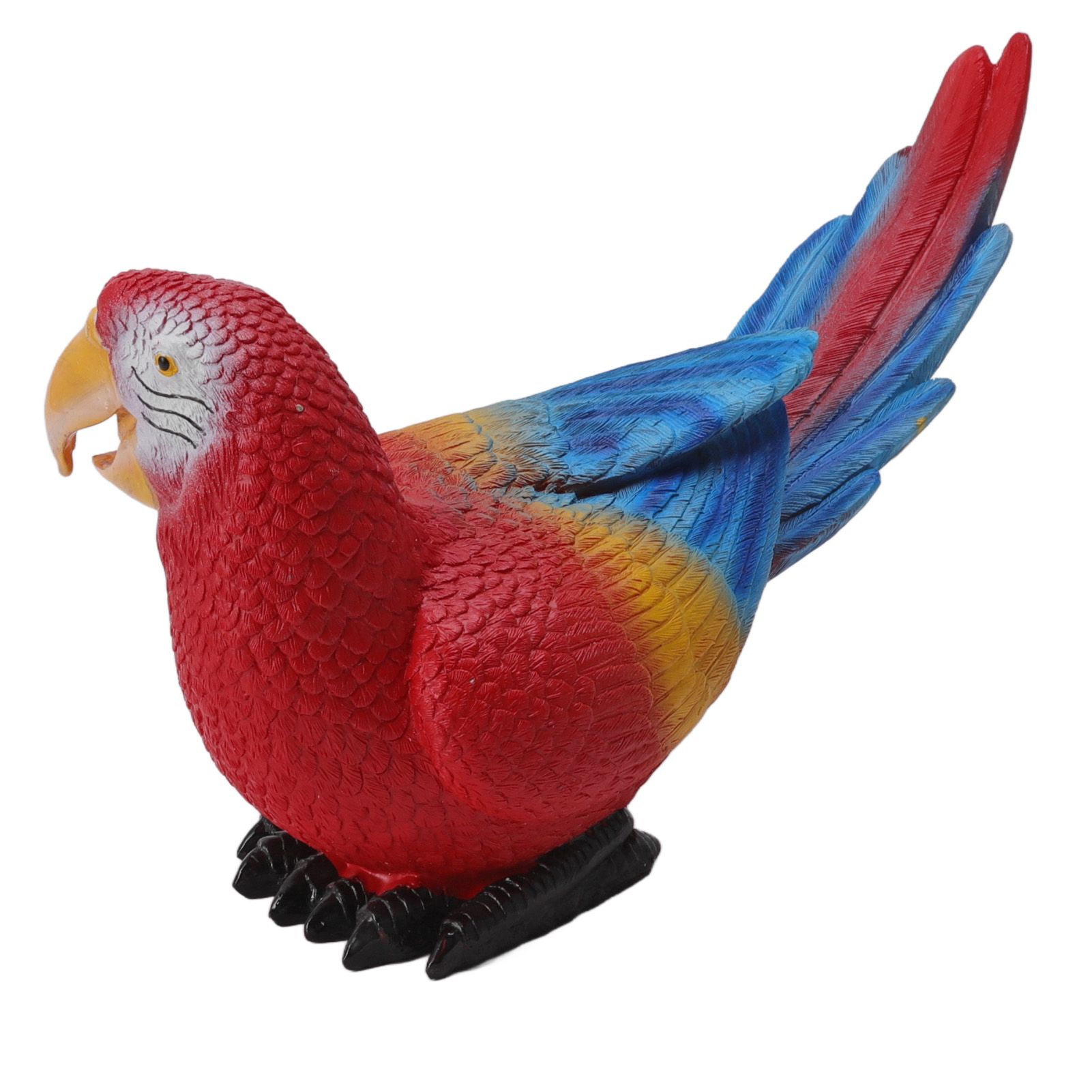 Parrot Sculpture Ornament Waterproof Lifelike Synthetic Resin Decorative Bird Statue for Garden Courtyard Balcony Red Macaw On The Left — image 3