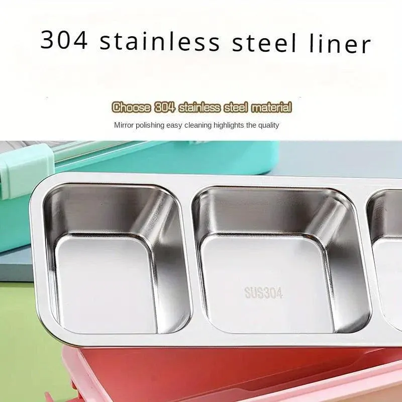 Stainless Steel Lunch Box Compartment Bento Box Food Container for Meal Prep Use - Pink โ image 6