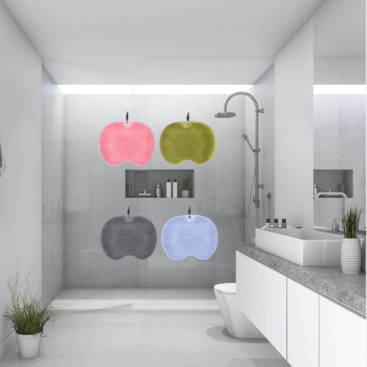 Non-slip Silicone Massage Mat, Shower Back Scrubber, Massage Mat with Non-slip Suction Cups, Exfoliating Bath Mat Blue — image 5