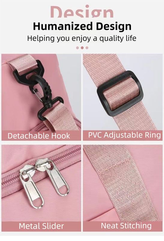 Pink Lightweight & Waterproof Sports Gym Bag with Separate Shoe Compartment, Adjustable Strap and Multiple Pockets - Large-Capacity Travel Duffel for Workout — image 3