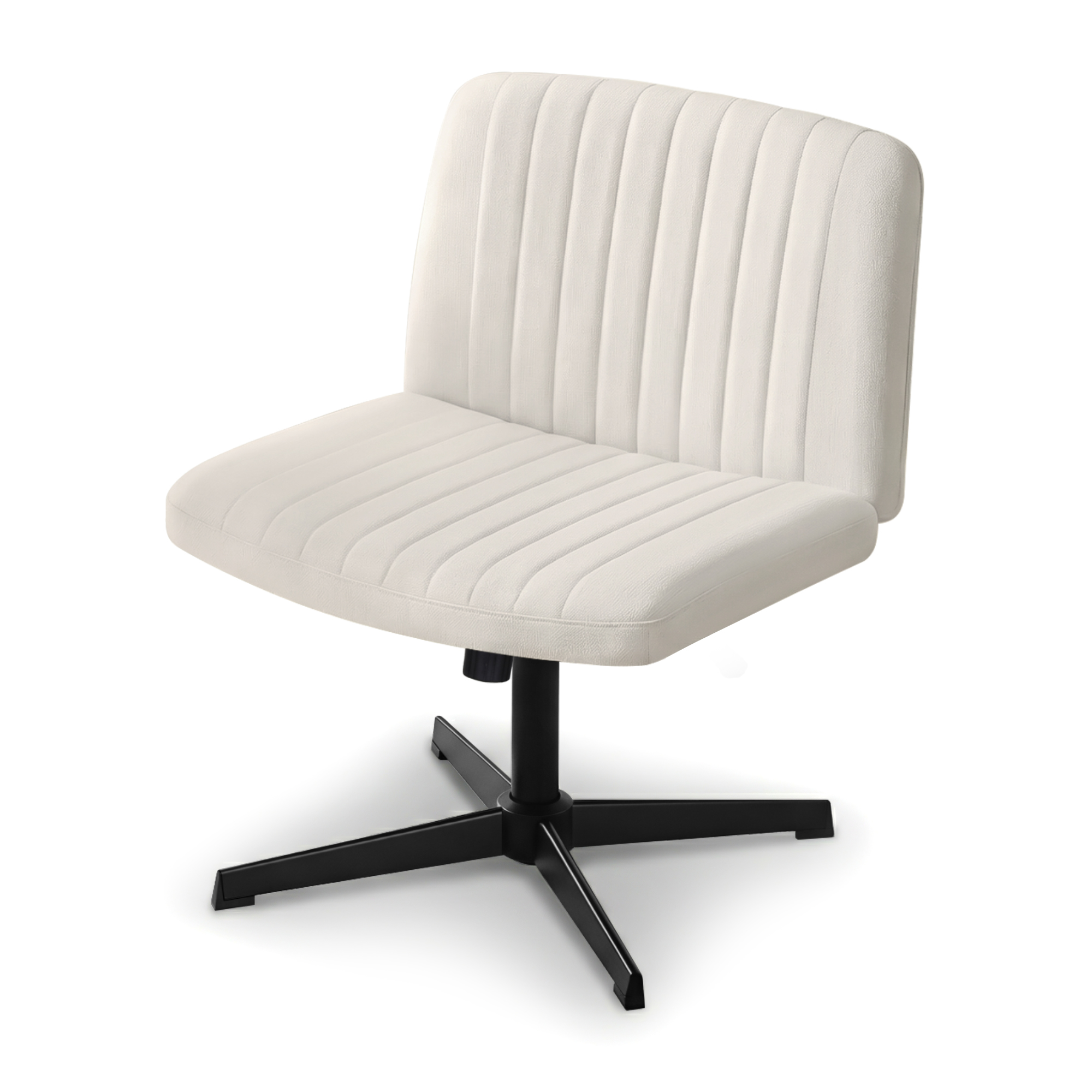 Artiss Criss Cross Chair No Wheels Fabric Wide Cross Legged Office Desk Vanity Chair Armless, Height Adjustable, Swivel Home Office Chair for Home — image 3