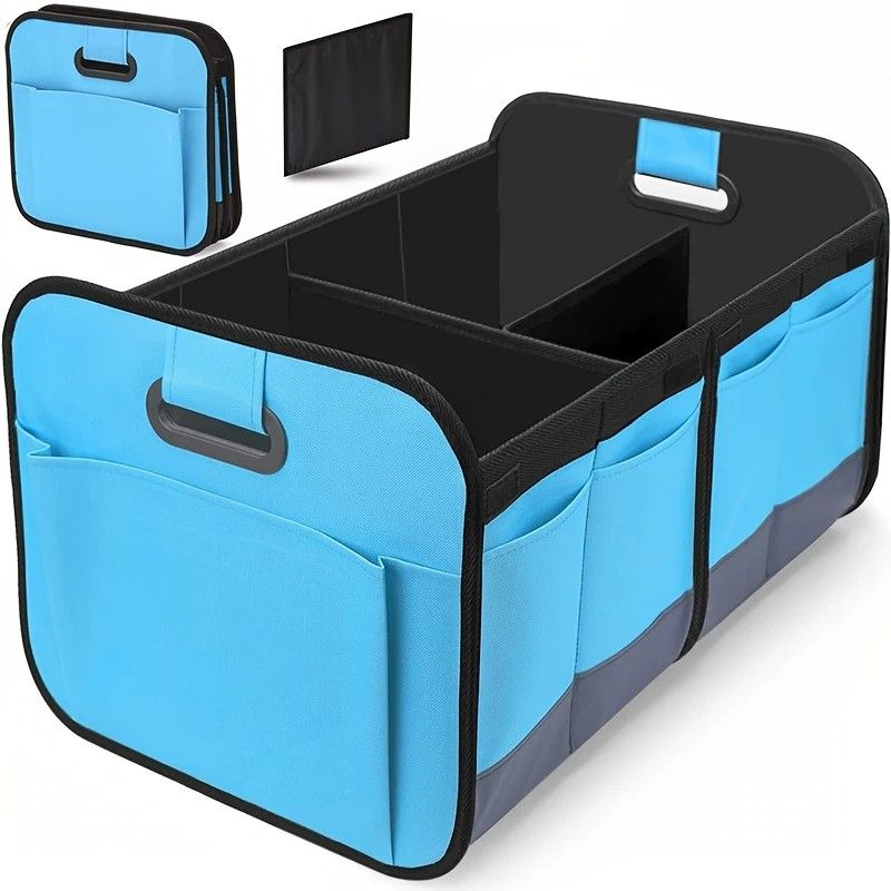 1 Car Trunk Organizer, Automotive Storage, Reinforced Handle, Foldable Multi-Compartment Car Organizer, 600D Oxford Fabric, Suitable for Any Car, SUV, Minivan