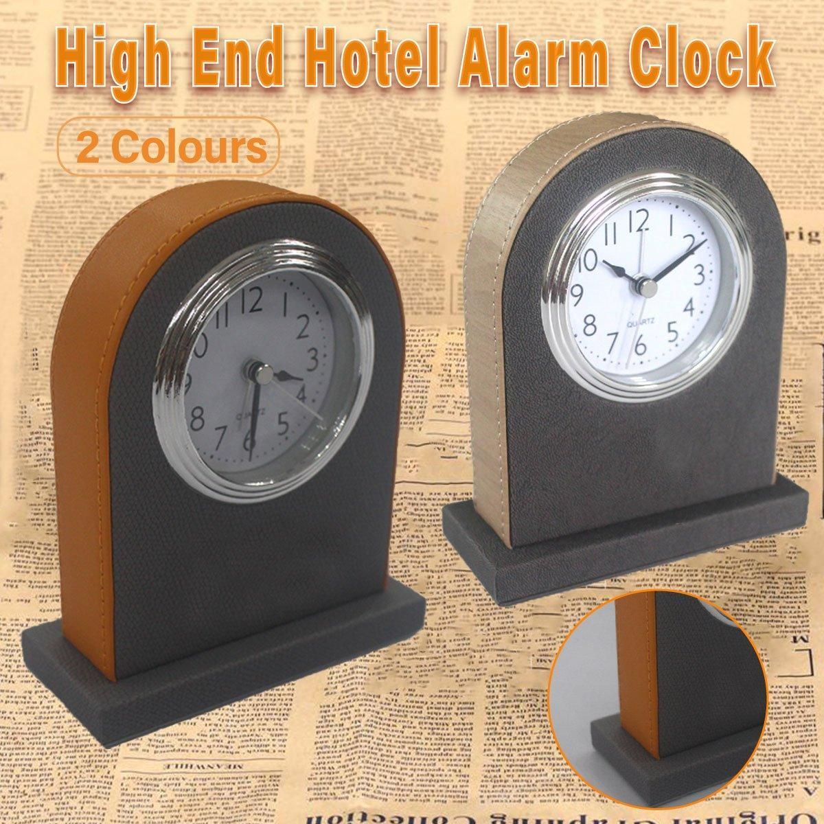 Classic Hotel Alarm Clock Quartz Movement Faux Leather Design with Clear Display - Brown โ image 2