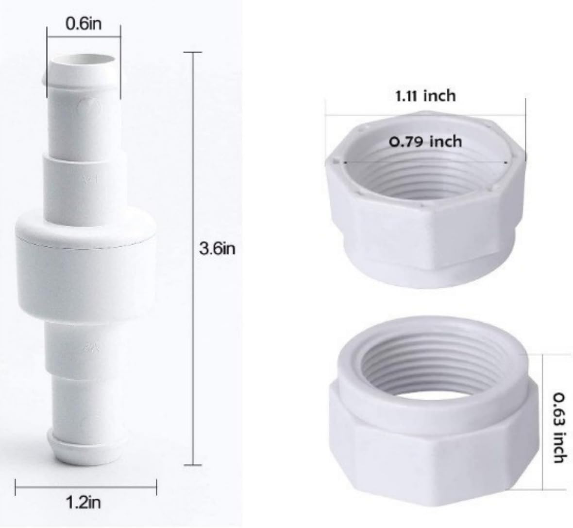 280, 380, 180 Pool Cleaner Hose Swivel D20 and Hose Nut D15 Combo Kit Replacement Suitable for Zodiac Polaris 280, 380, 180 Pool Cleaners (1 Pack) — image 2